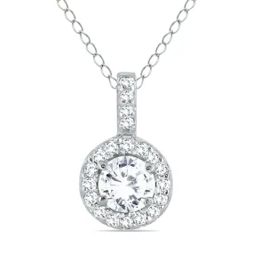 1/2 Carat Tw Halo Diamond Pendant In 10K White Gold