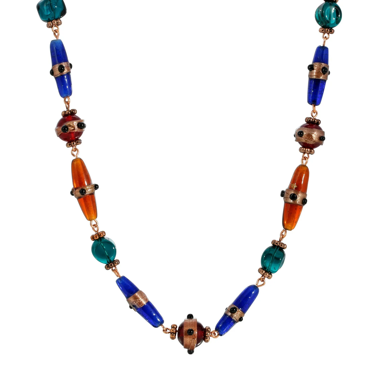 1928 Jewelry Bohemian Multi Color Beaded Necklace 15"   3" Extender