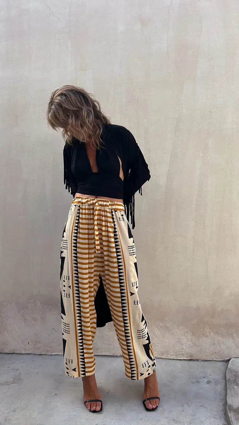 2024 Street Printed Mid-waist Haren Pants