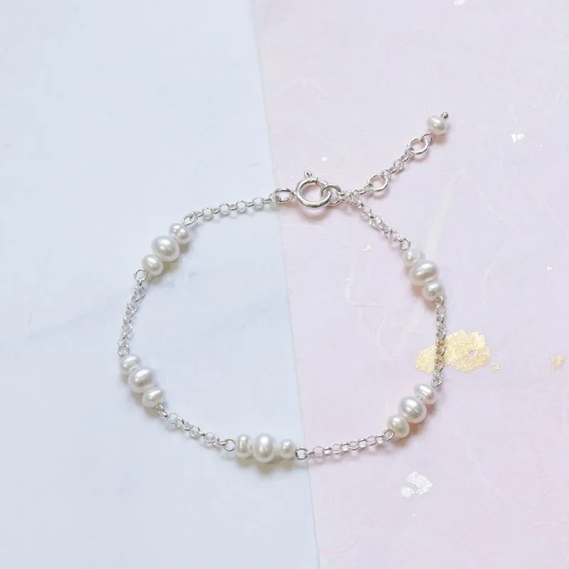 925 Silver Pearl Bracelet - June Birthstone Gift for Her