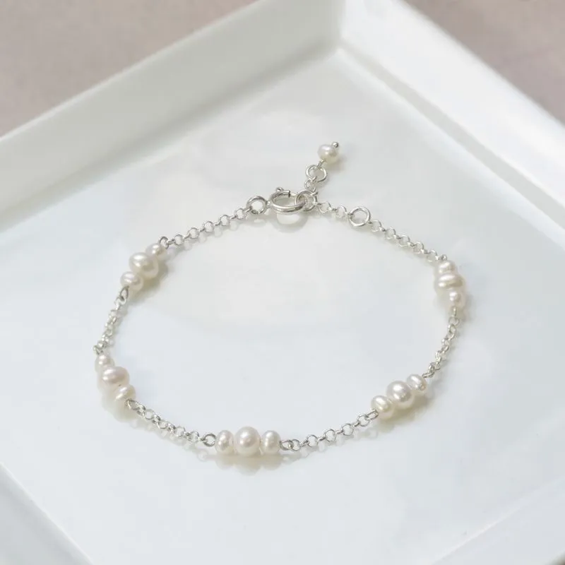 925 Silver Pearl Bracelet - June Birthstone Gift for Her