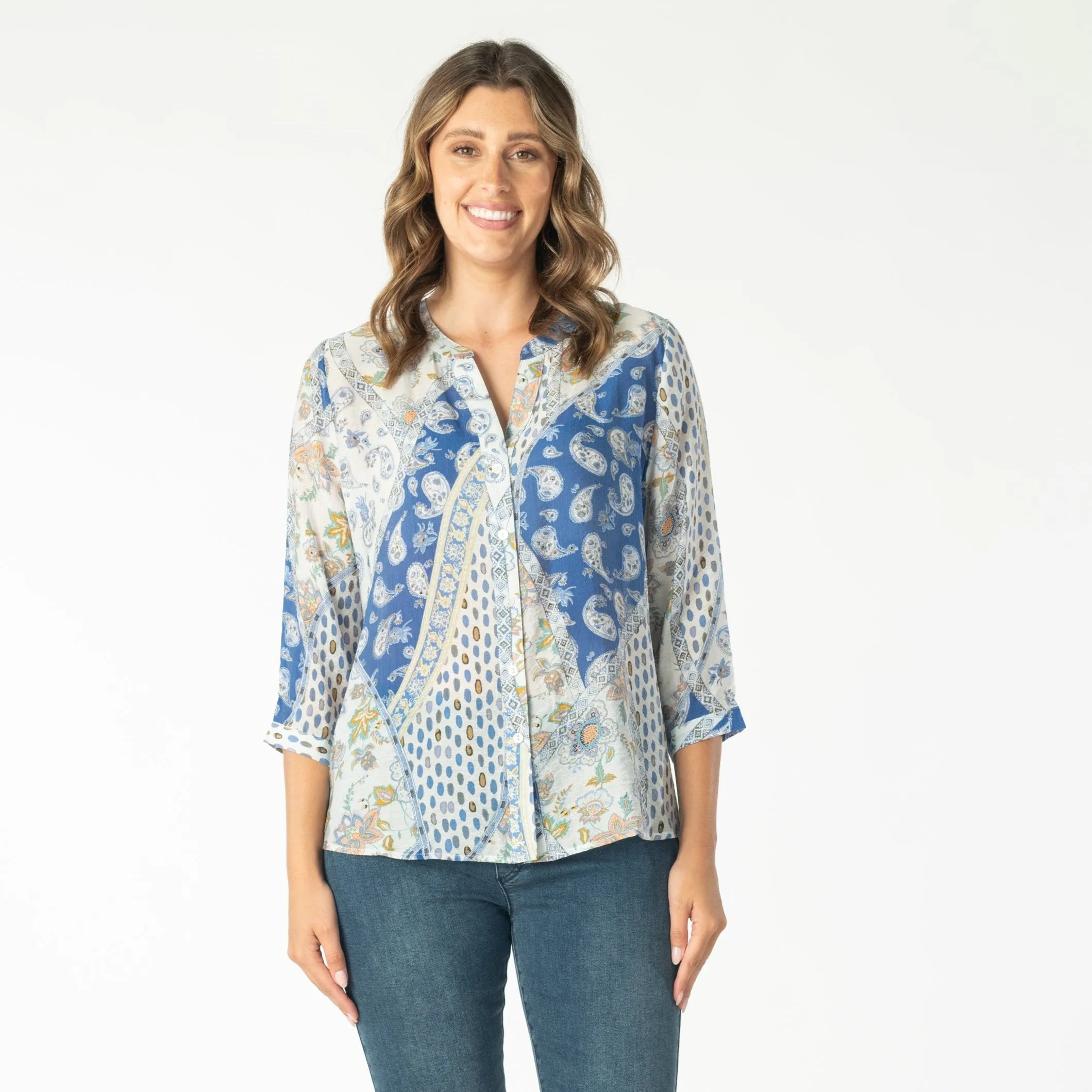 9457 Blue Paisley Shirt