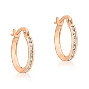 9ct Rose Gold 15mm Zirconia Hoop Earrings