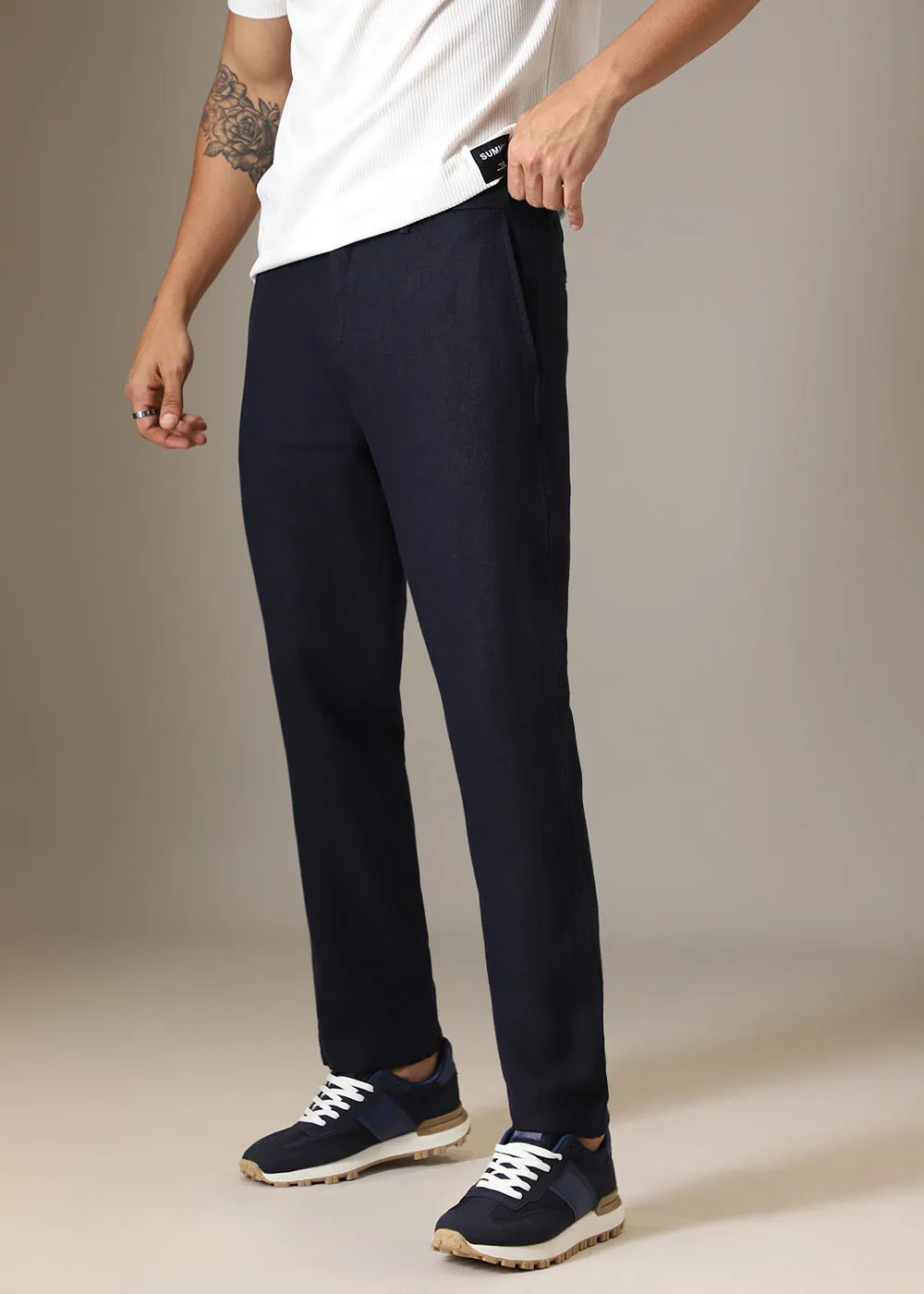 Admiral Blue Linen Pant