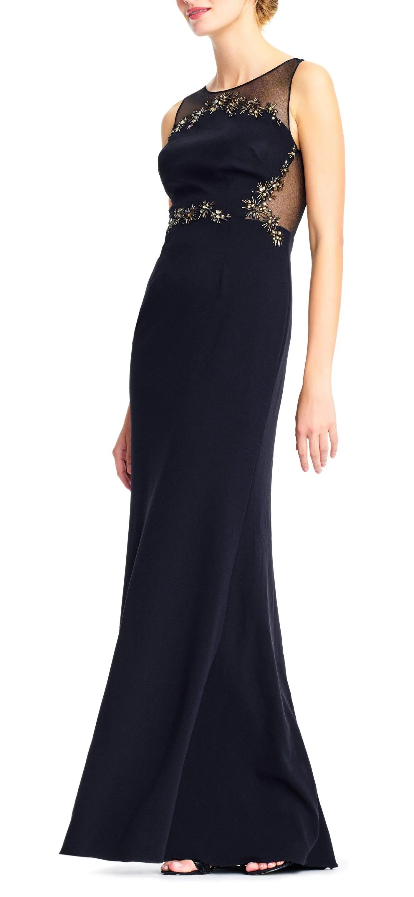 Adrianna Papell AP1E202366 Long Formal Sleeveless Mesh Dress