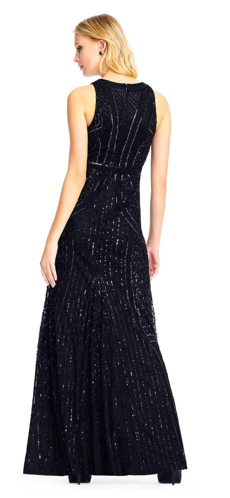 Adrianna Papell AP1E202404 Long Formal Embellished Mesh Dress