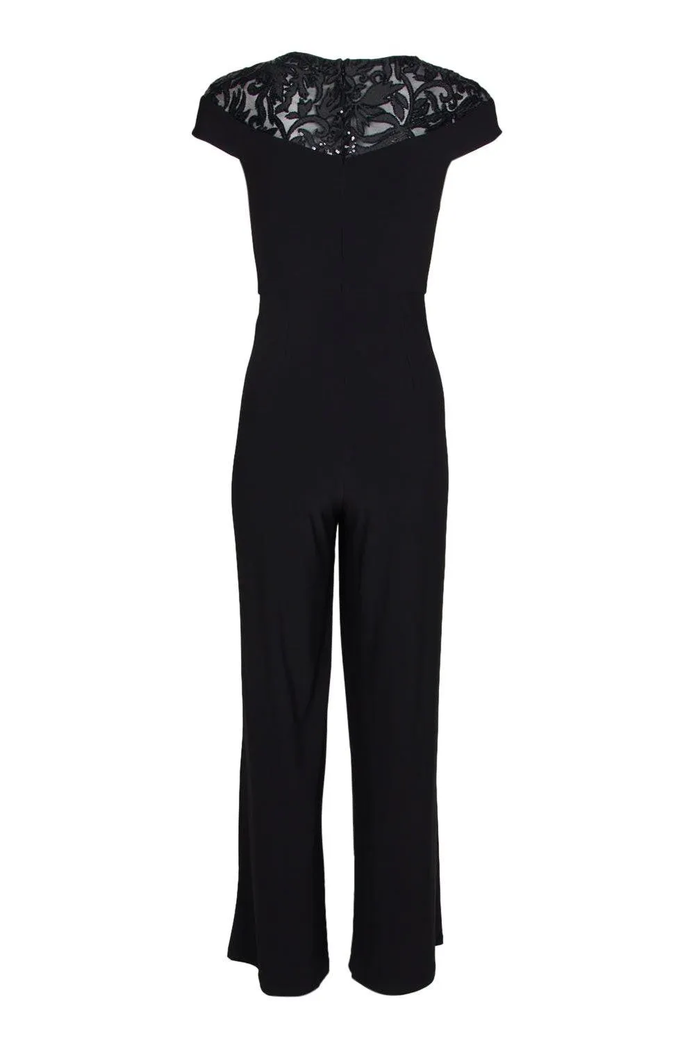 Adrianna Papell AP1E204345 P Cap Sleeve Illusion Embellished Jumpsuit