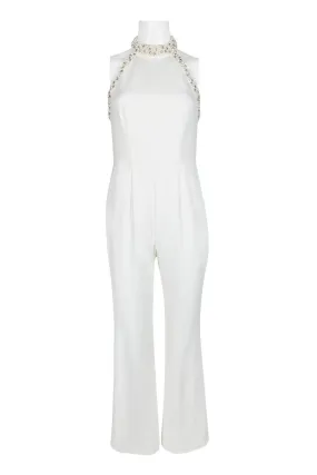 Adrianna Papell AP1E204372 Embellished Halter Neck Open Jumpsuit