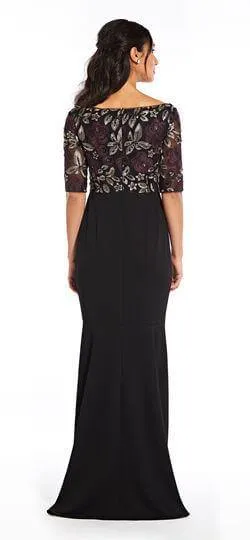 Adrianna Papell AP1E204611 Metallic Floral High Low Formal Dress