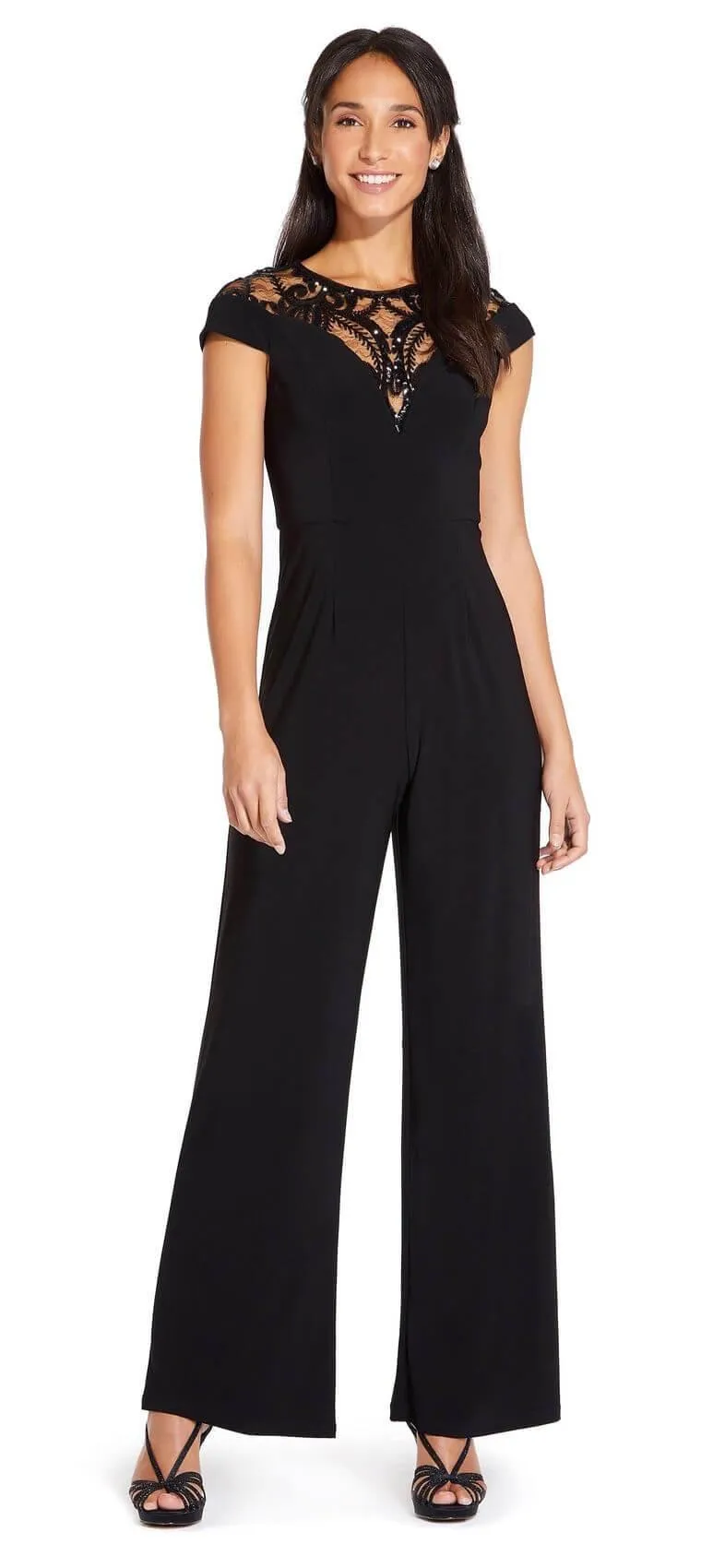 Adrianna Papell AP1E206569 Short Sleeve Formal Beaded Pant Suit