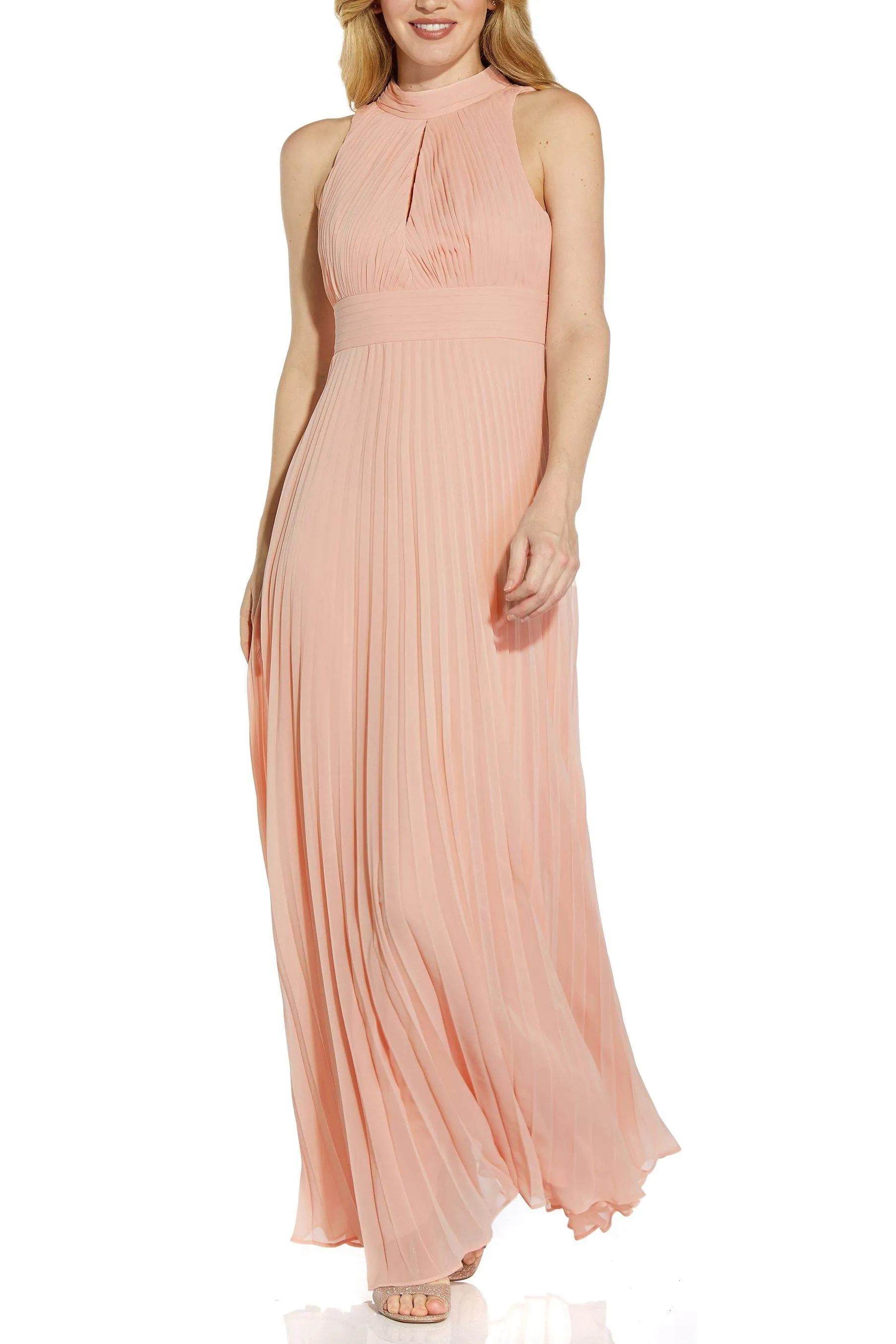 Adrianna Papell AP1E208859 Sleeveless Ties At Neck Formal Long Chiffon Dress