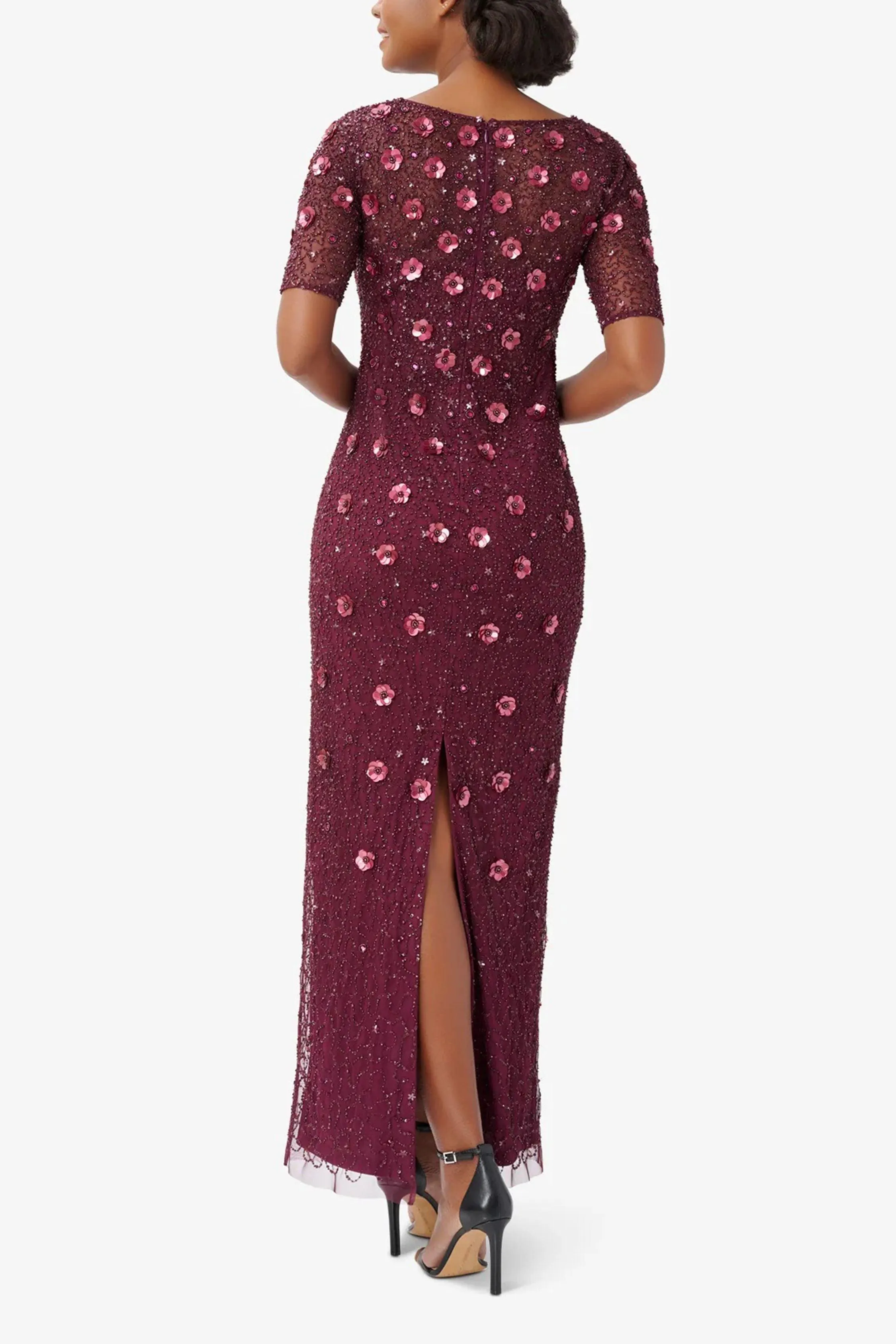 Adrianna Papell AP1E209314 Long Short Sleeve Beaded Formal Dress