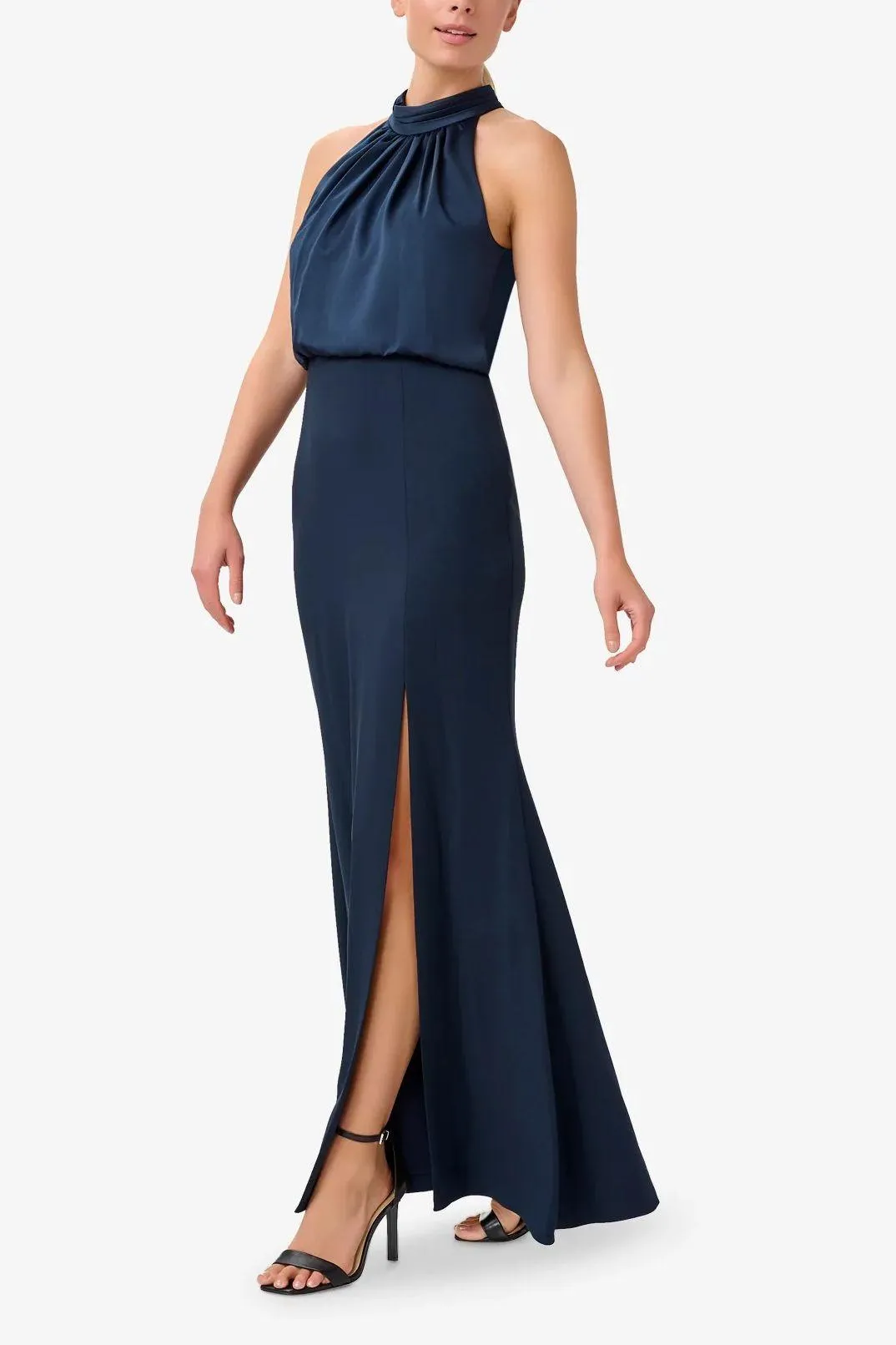 Adrianna Papell AP1E210064 P Halter Neck Sleeveless Formal Sleeveless Long Dress