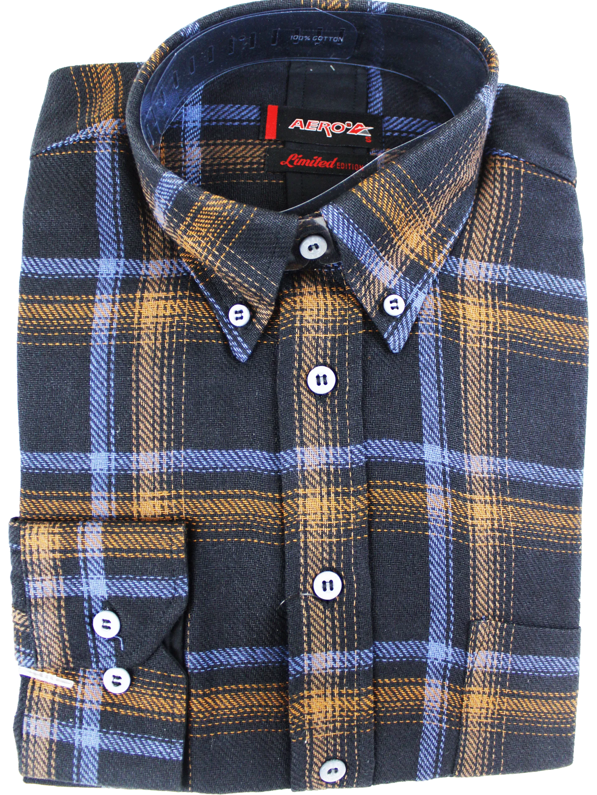 AERO Black L/S Check Shirt