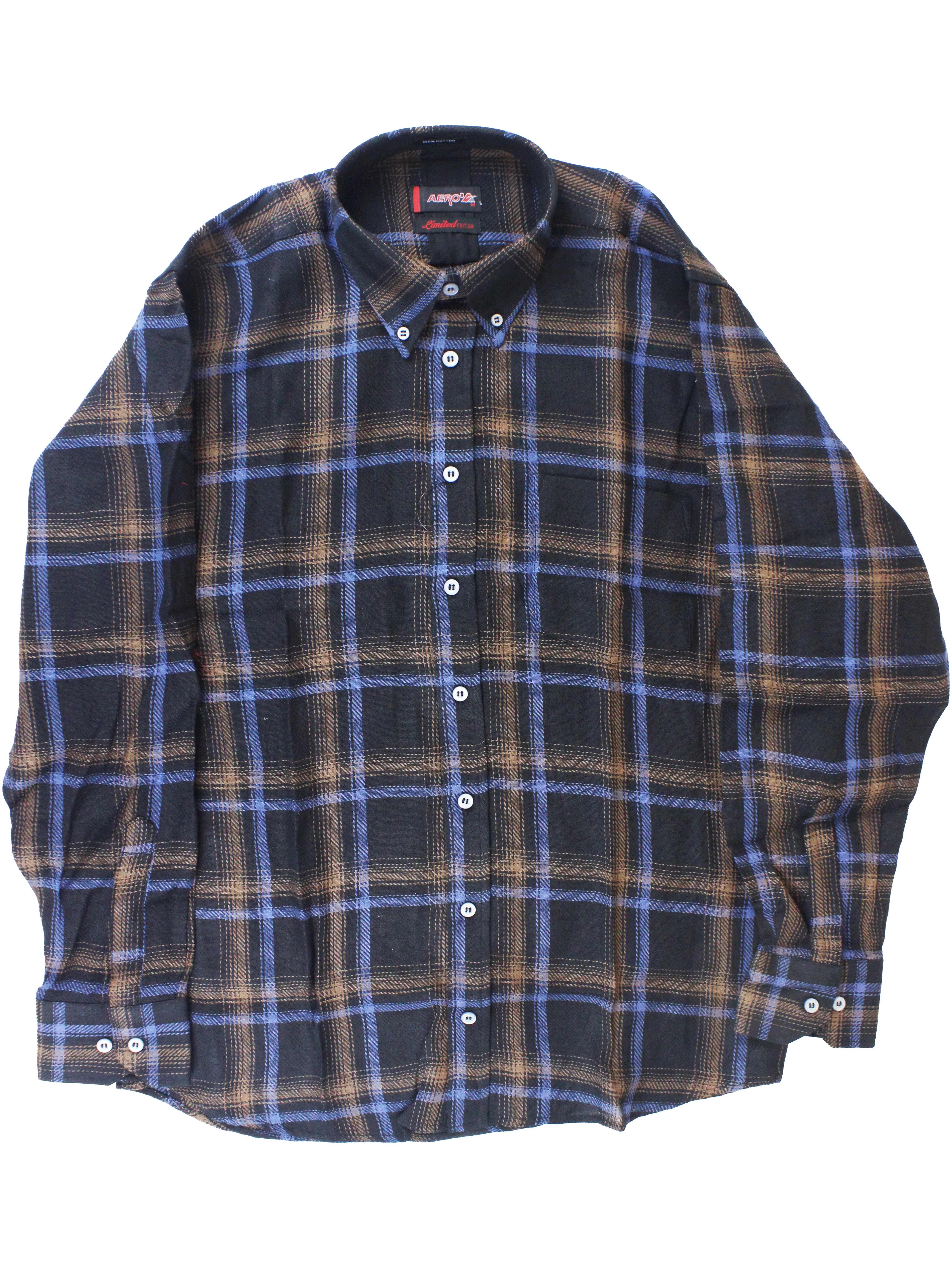 AERO Black L/S Check Shirt