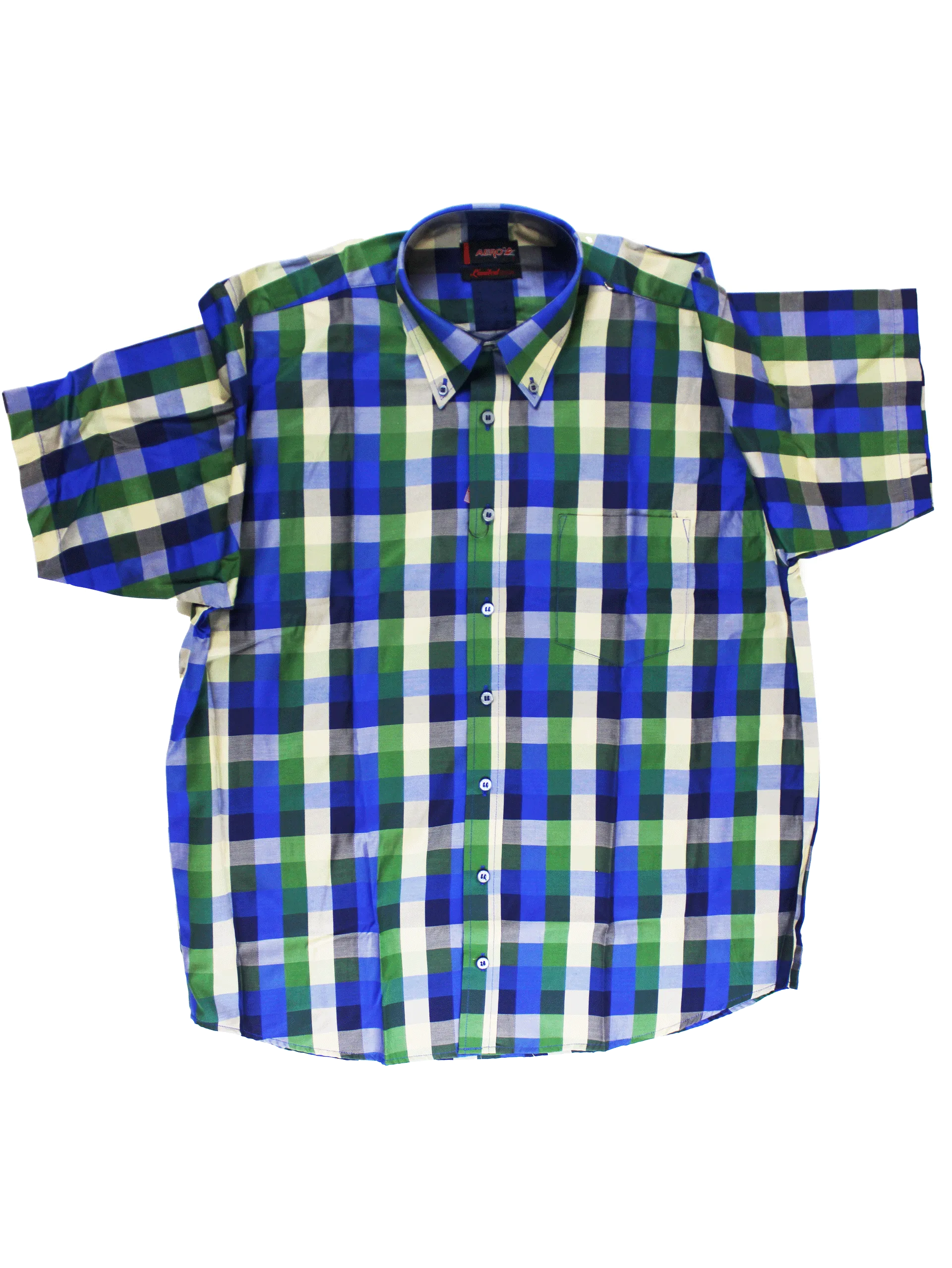 AERO Green/Beige/Blue Checkered S/S Shirt