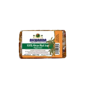 Akwaaba African Black Soap Bar (Peppermint) 4oz