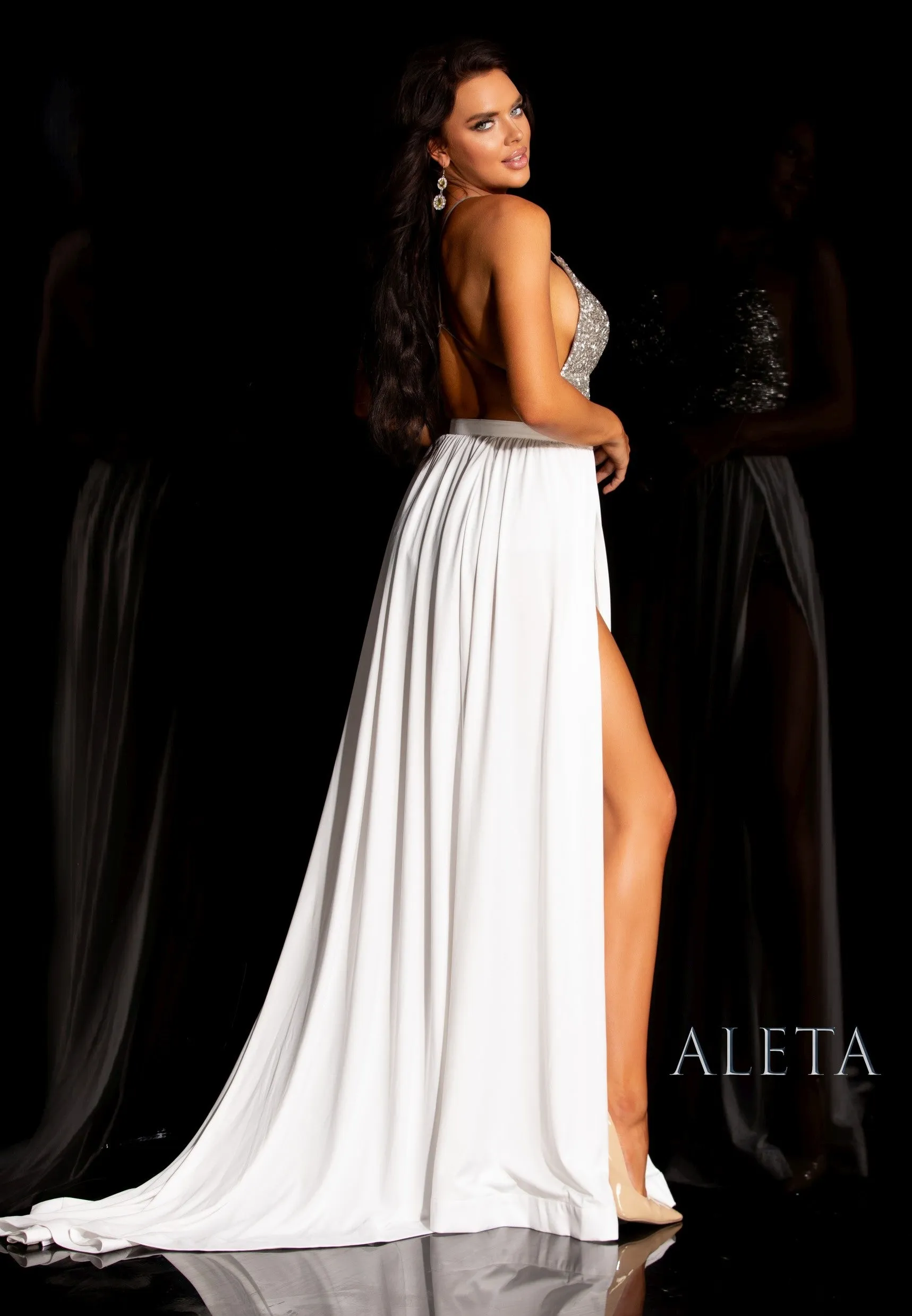 Aleta 953 Long Formal Slit Evening Prom Dress