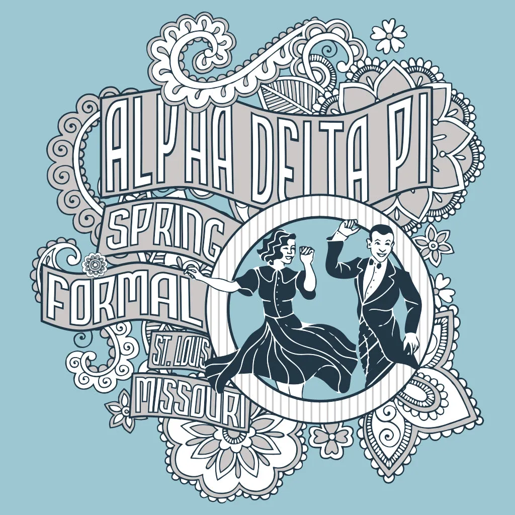 Alpha Delta Pi Vintage Dancing Formal Design