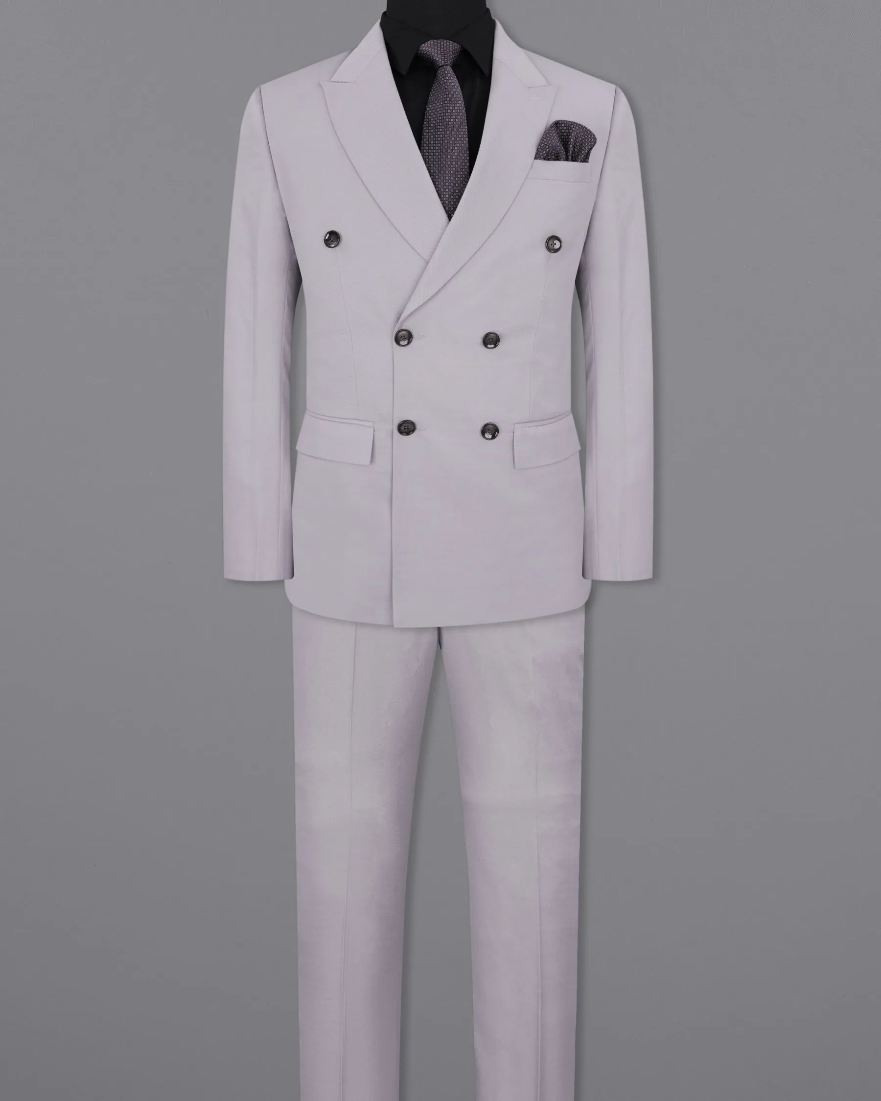 Amethyst Smoke Gray Double-Breasted Suit