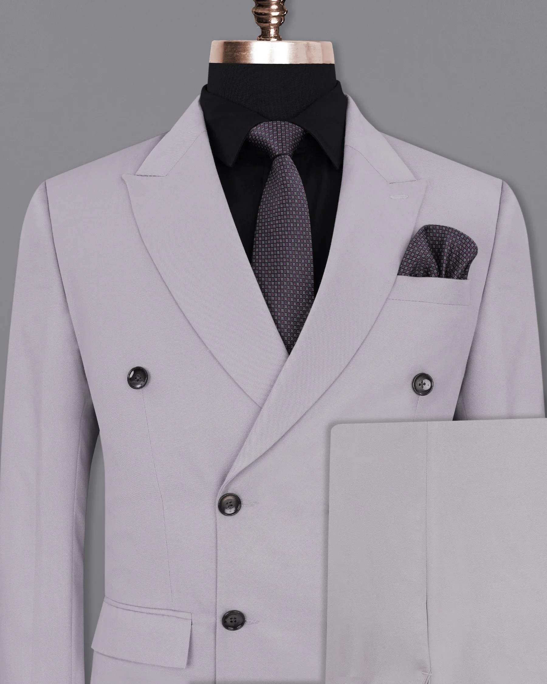 Amethyst Smoke Gray Double-Breasted Suit