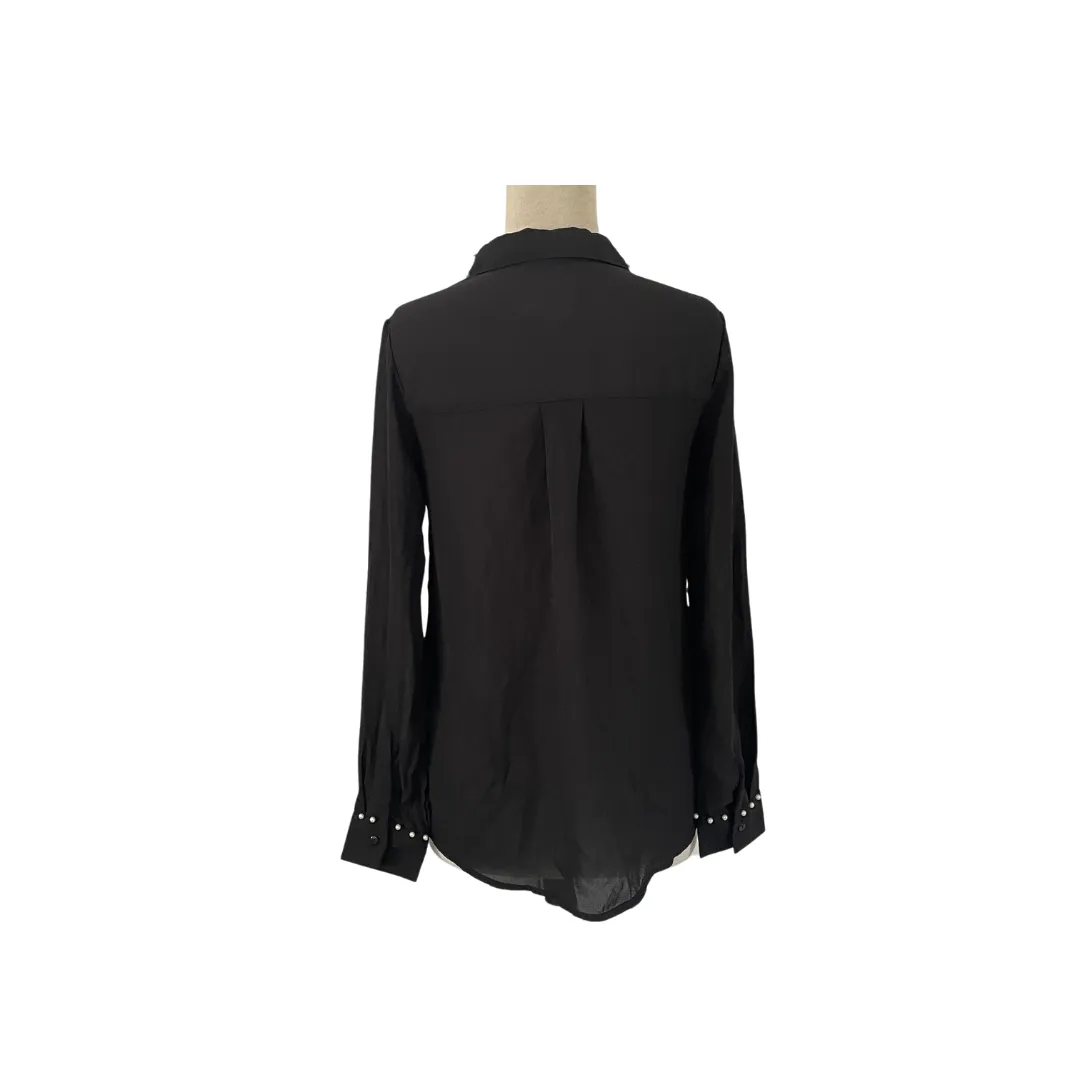 AMISU Black with Pearls Collared Shirt | Pre Loved |