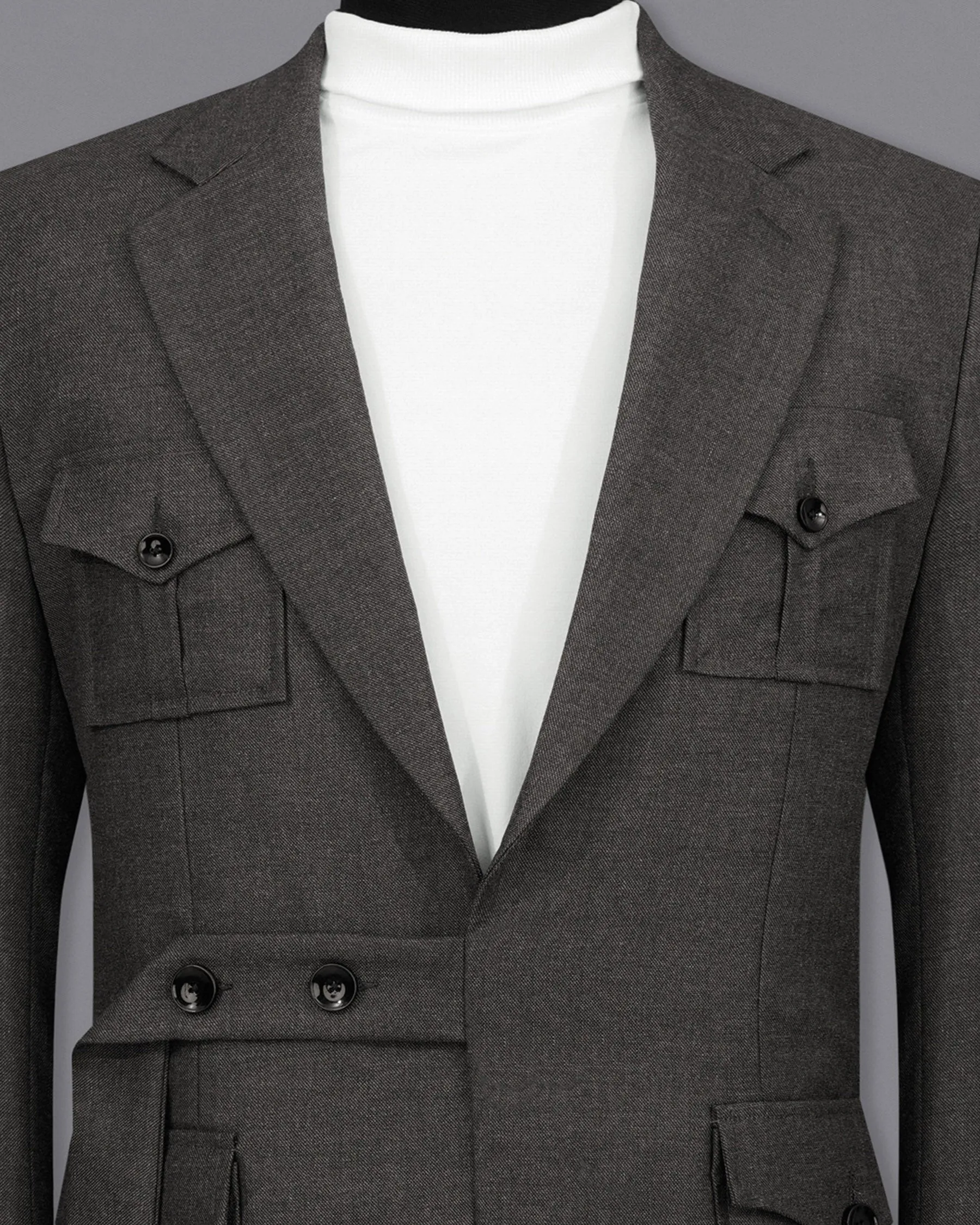 Armadillo Gray Belt Closure Wool Rich Designer Blazer