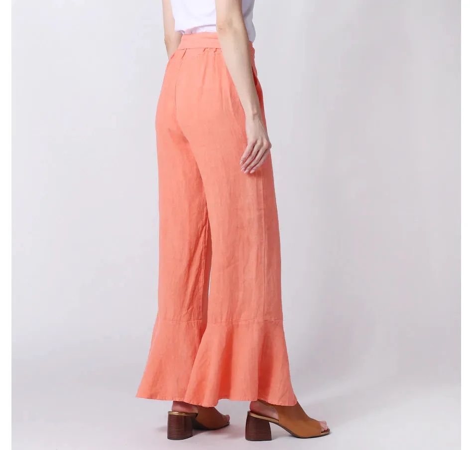 Astrid Flare Linen Pants in Apricot