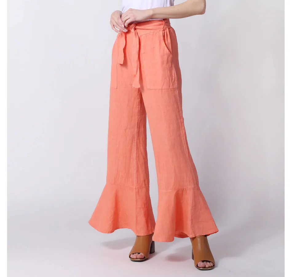 Astrid Flare Linen Pants in Apricot