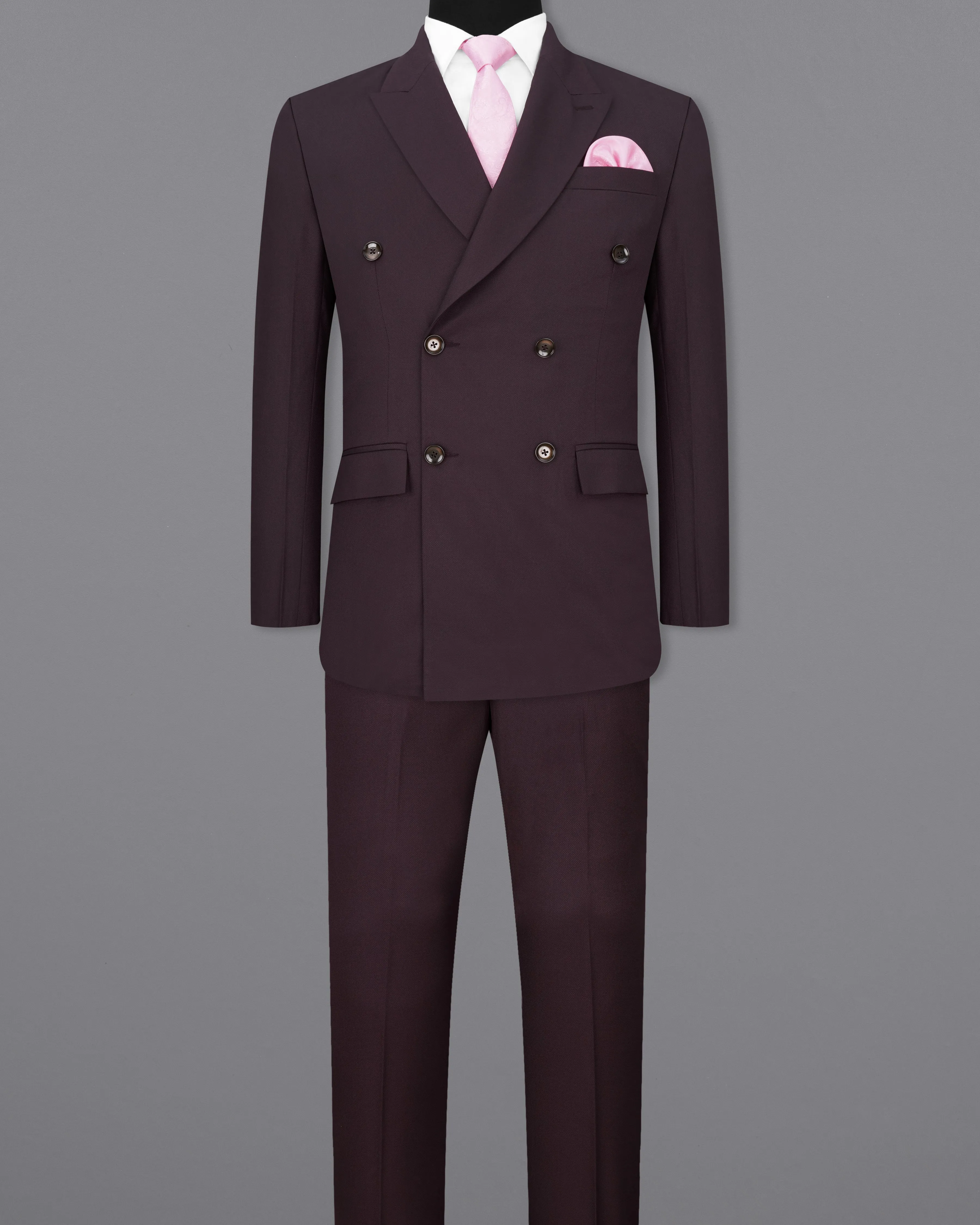 Aubergine Maroon Double Breasted Suit