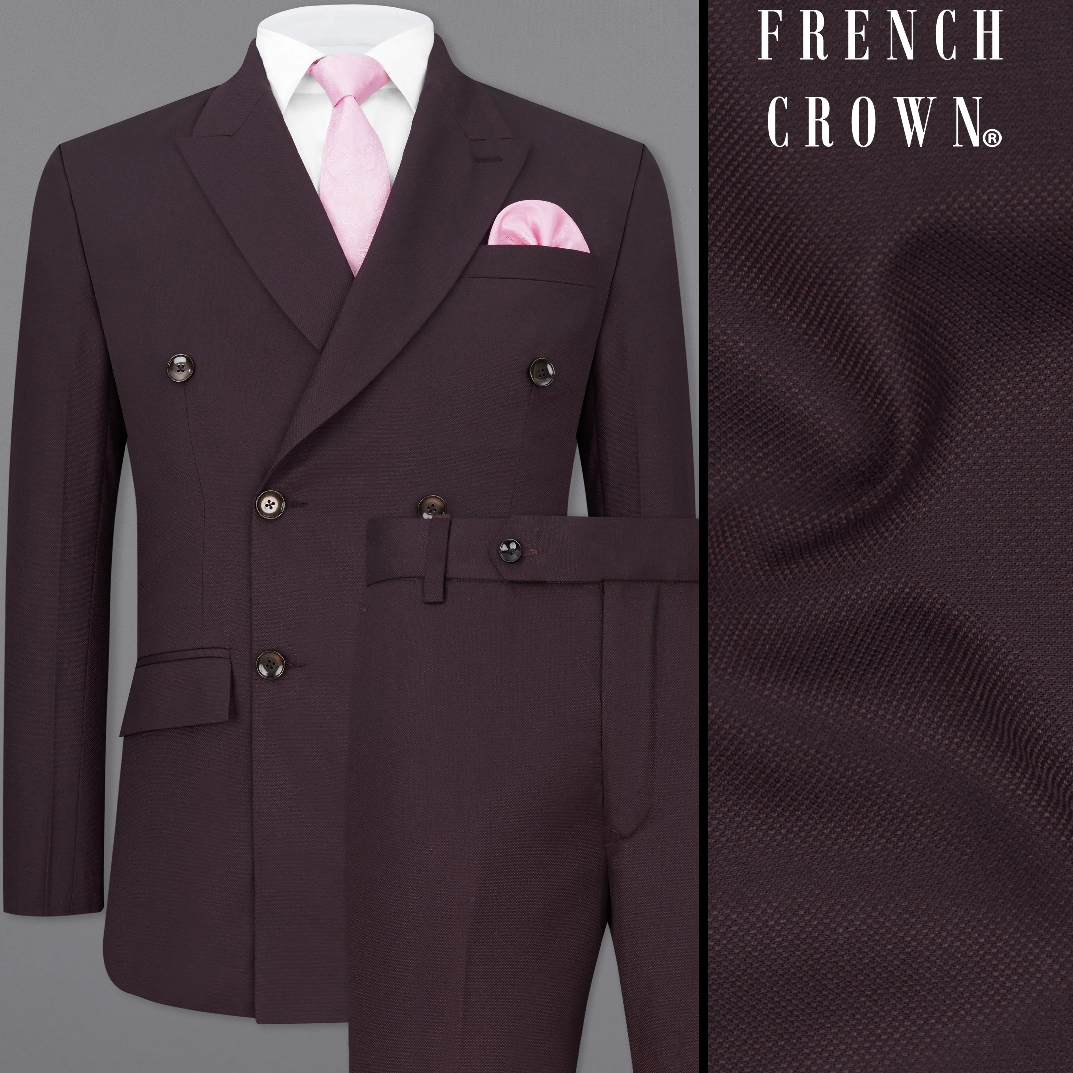 Aubergine Maroon Double Breasted Suit