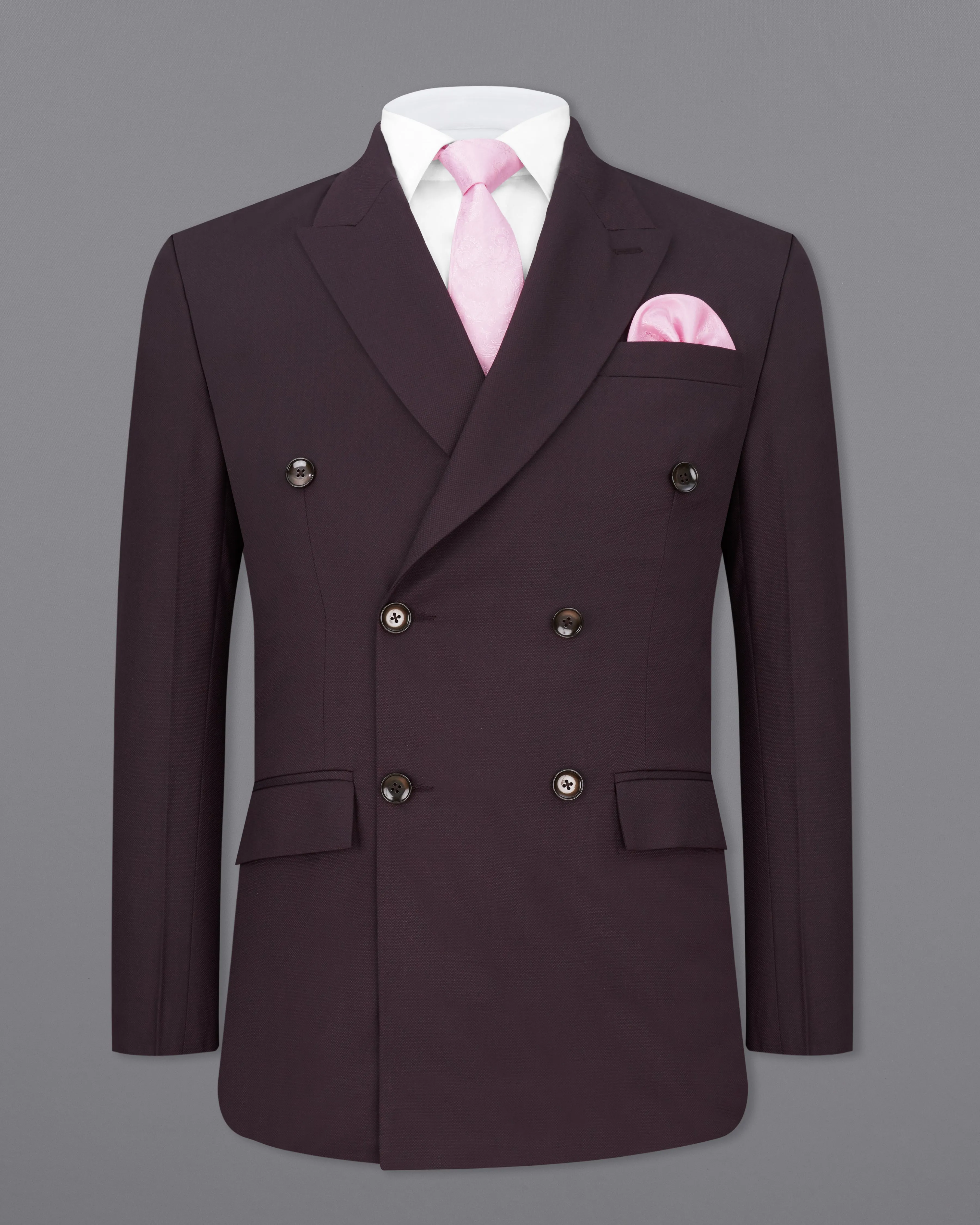 Aubergine Maroon Double Breasted Suit