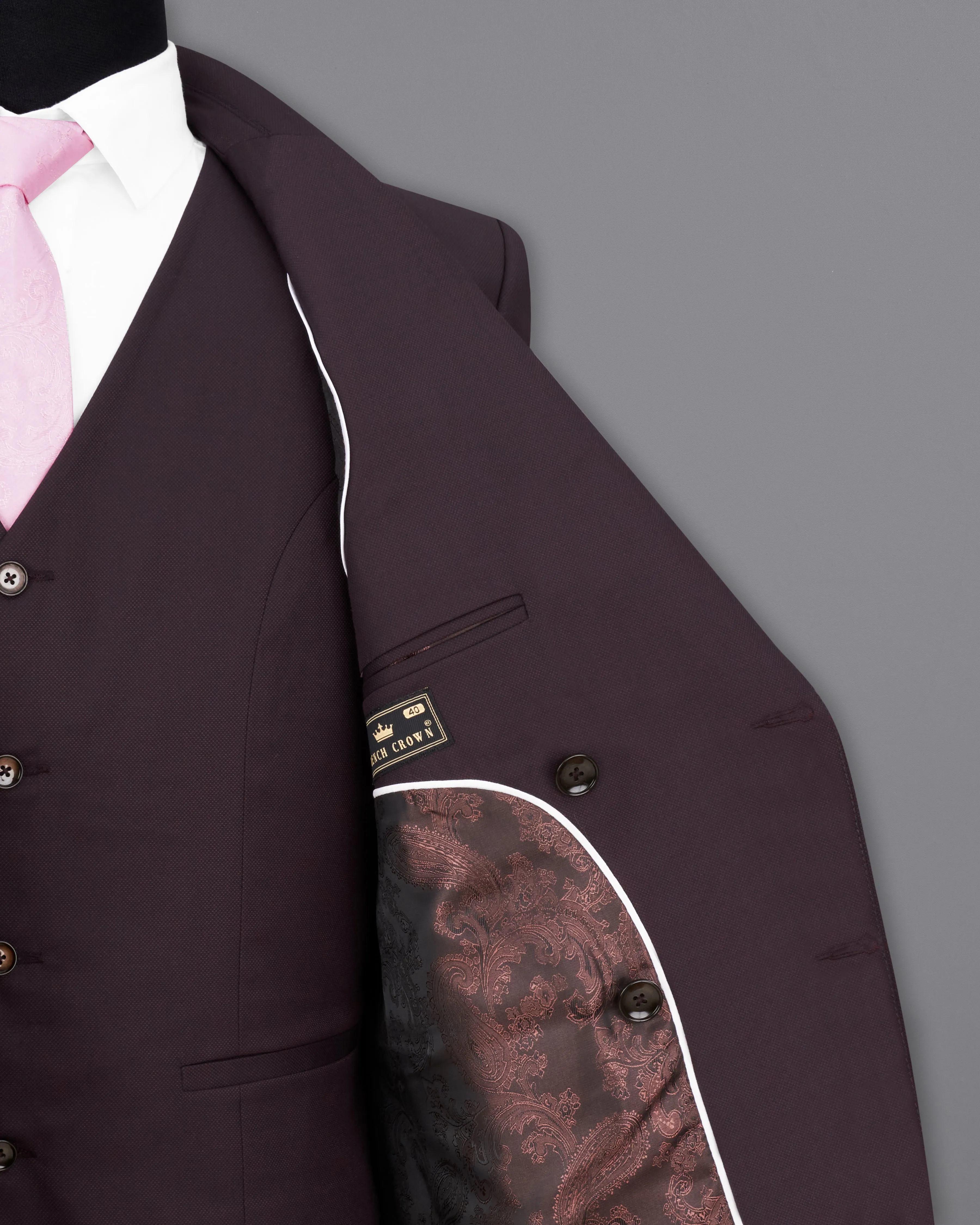 Aubergine Maroon Double Breasted Suit