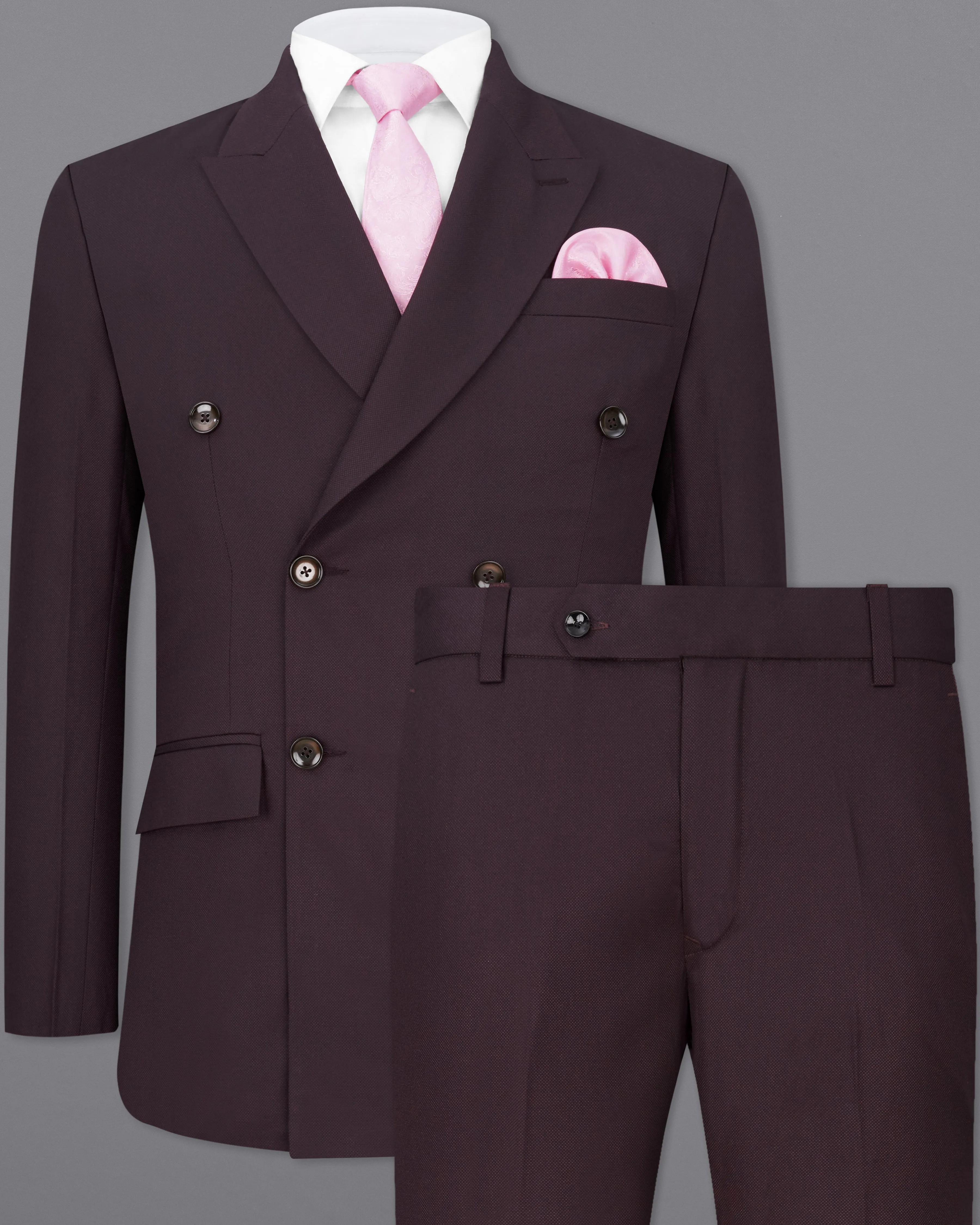 Aubergine Maroon Double Breasted Suit