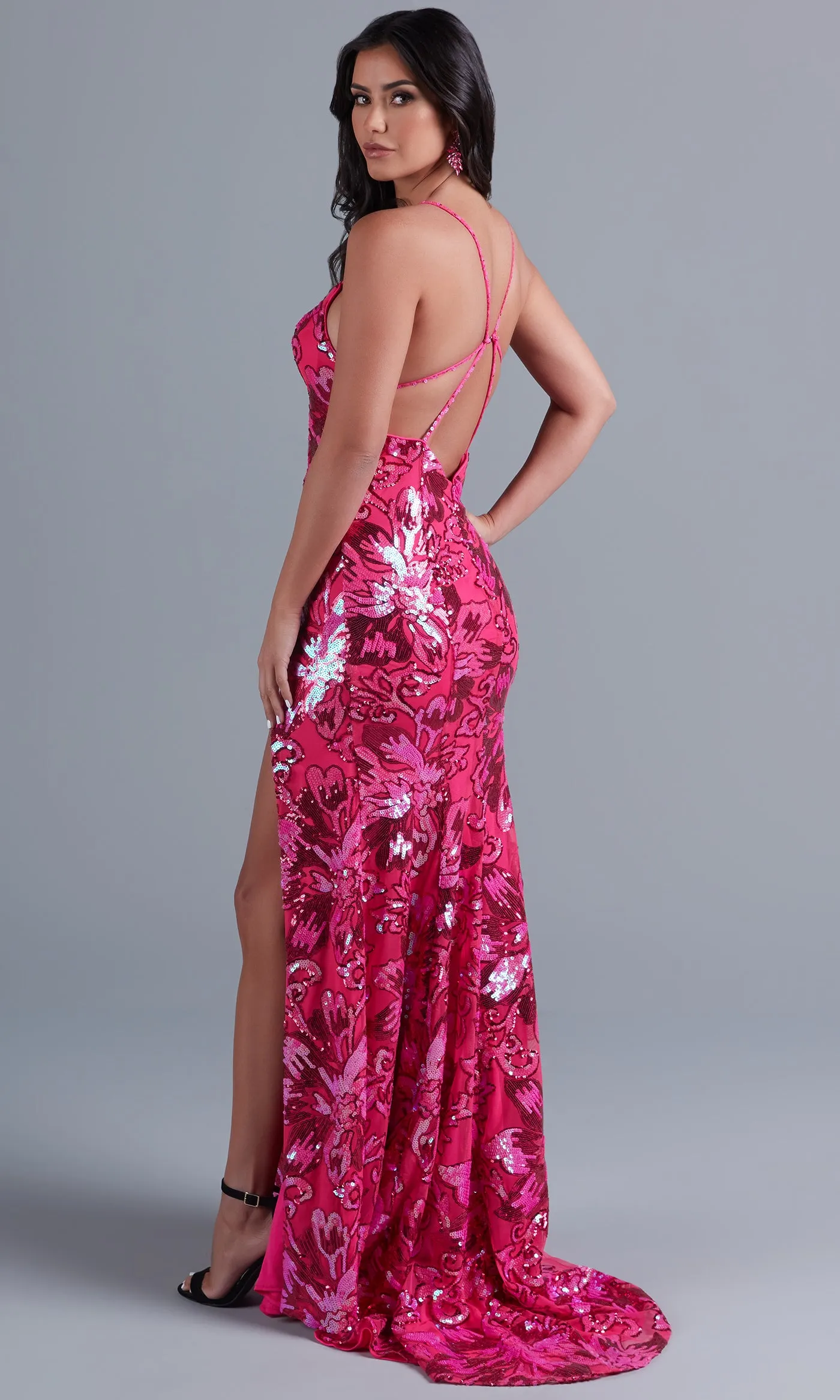 Backless Bright Long Sequin Formal Dress