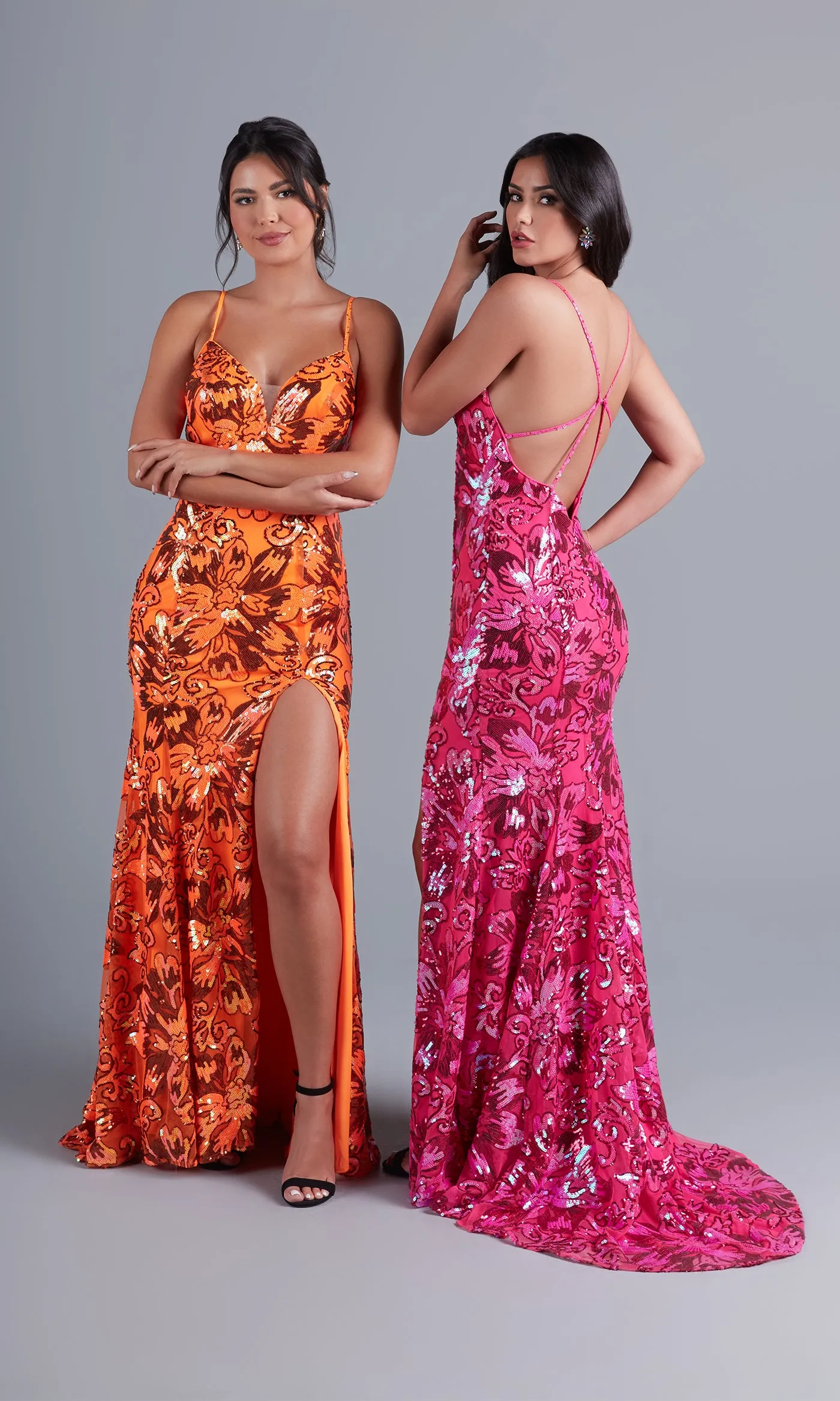 Backless Bright Long Sequin Formal Dress