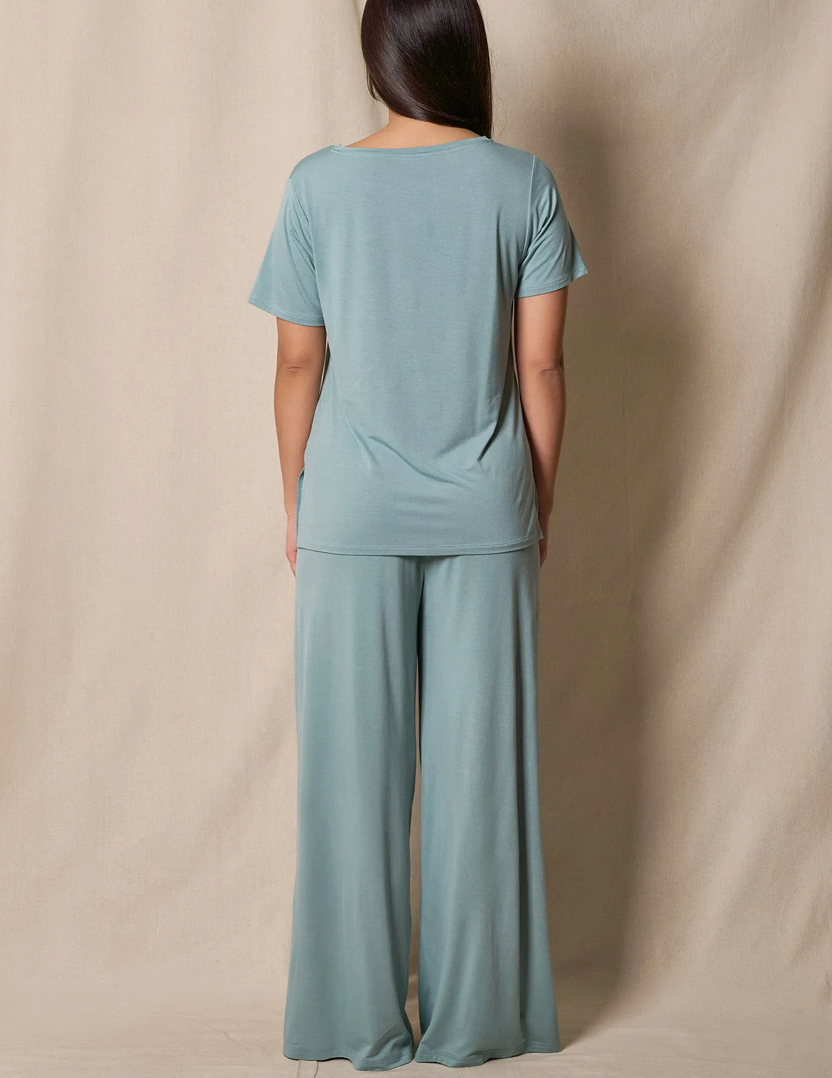 Bamboo Palazzo Lounge Pants - Mineral