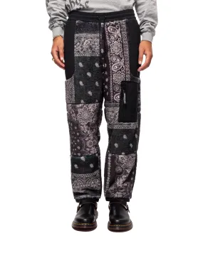 Bandana Pattern Fleece Pants Black