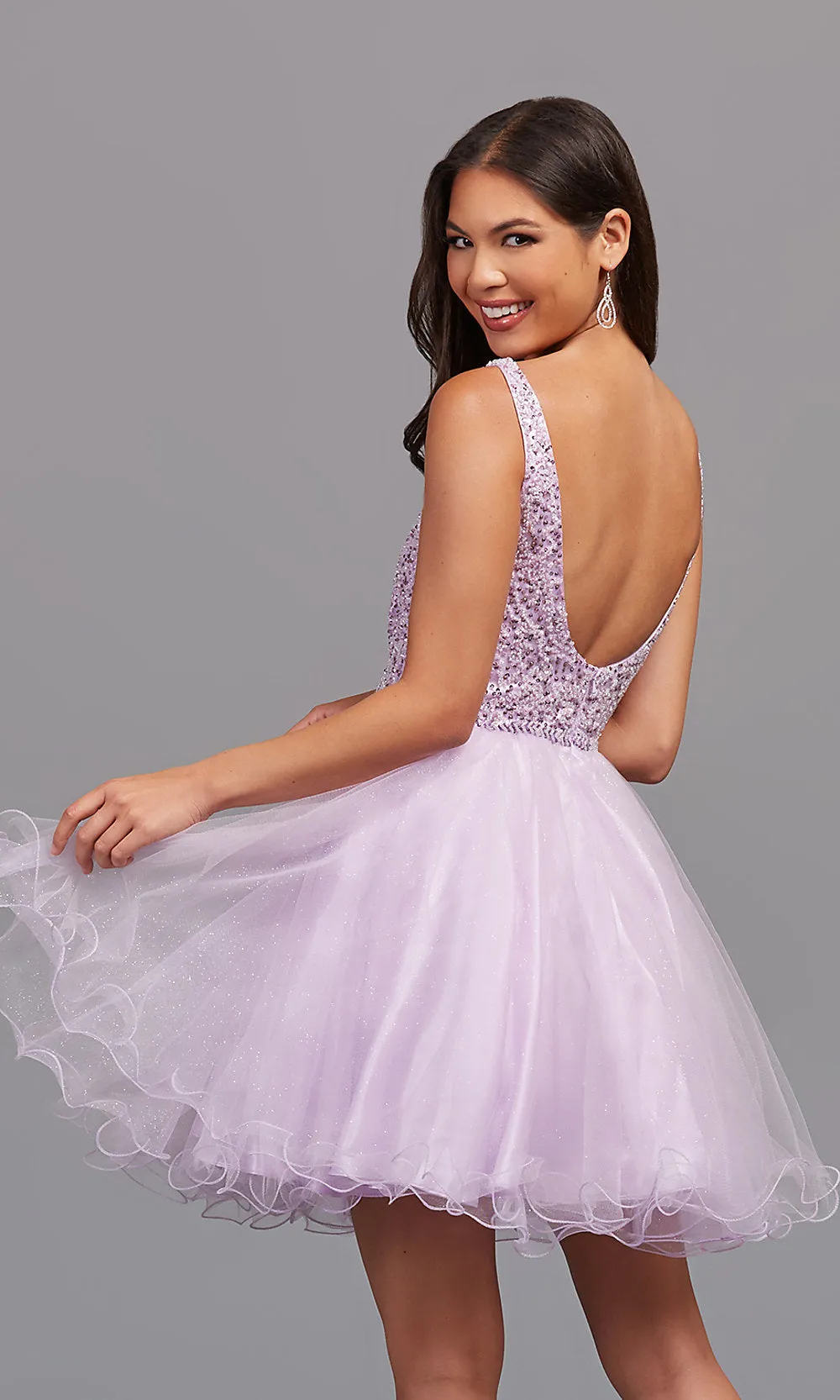 Beaded Fit-and-Flare Short Formal Homecoming Dress