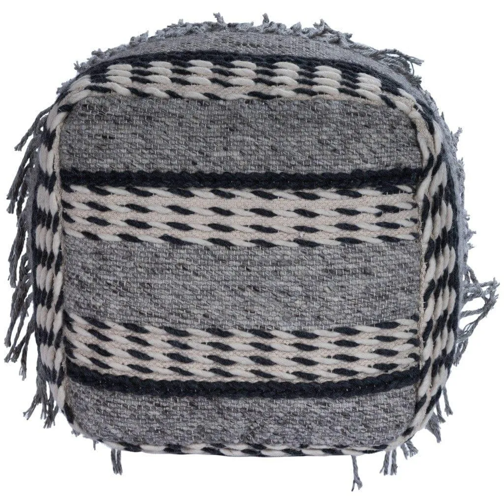 Black & Gray Boho Pouf Ottoman