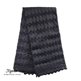 Black Braided African Lace, Ankara lace fabric (price indicated per yard) - BL1