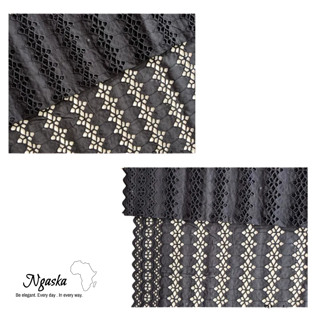 Black Braided African Lace, Ankara lace fabric (price indicated per yard) - BL1