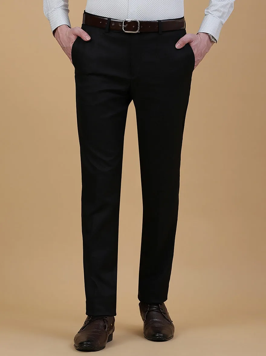 Black Checked Slim Fit Formal Trouser | Metal