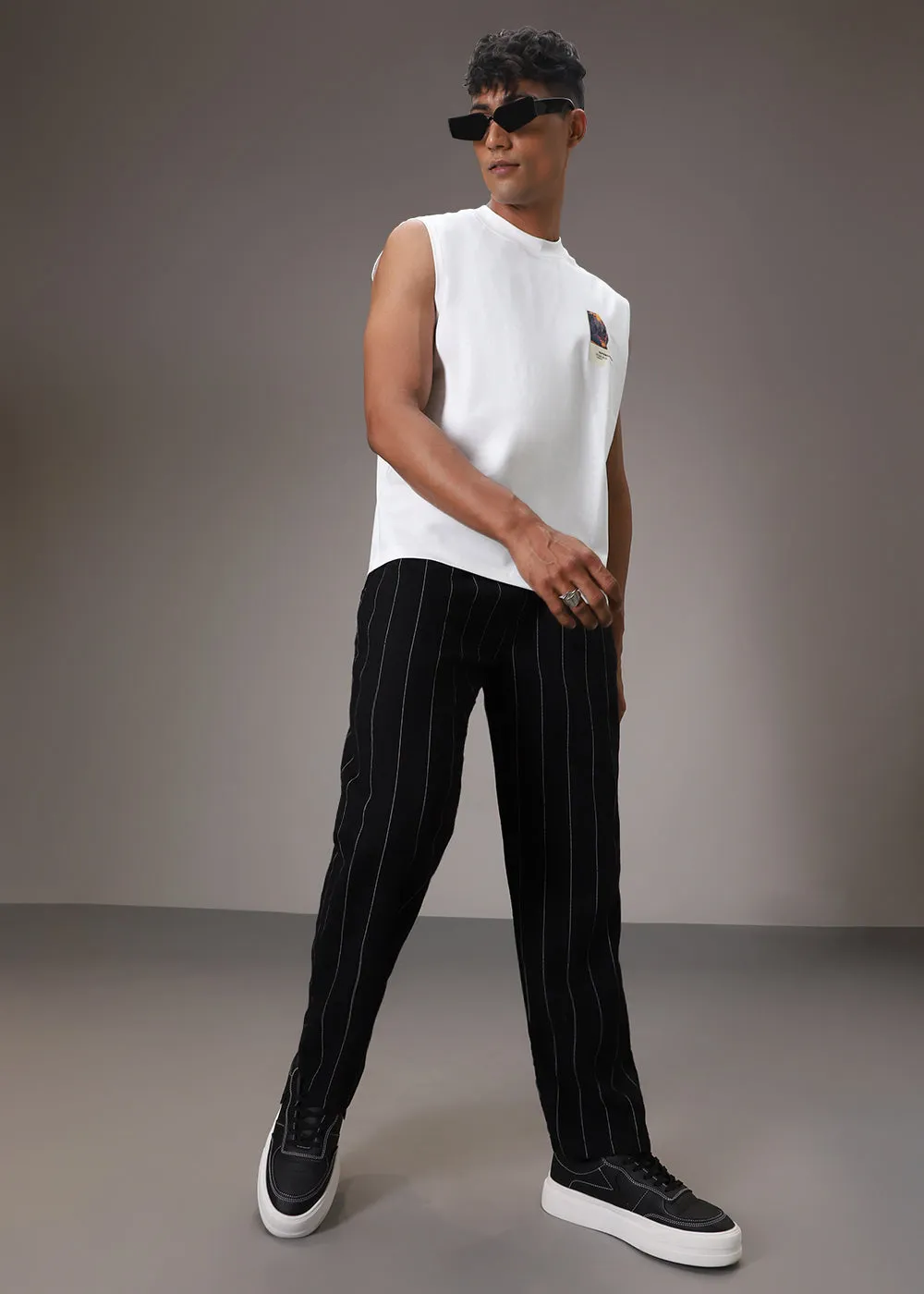 Black Cotton Linen Pant