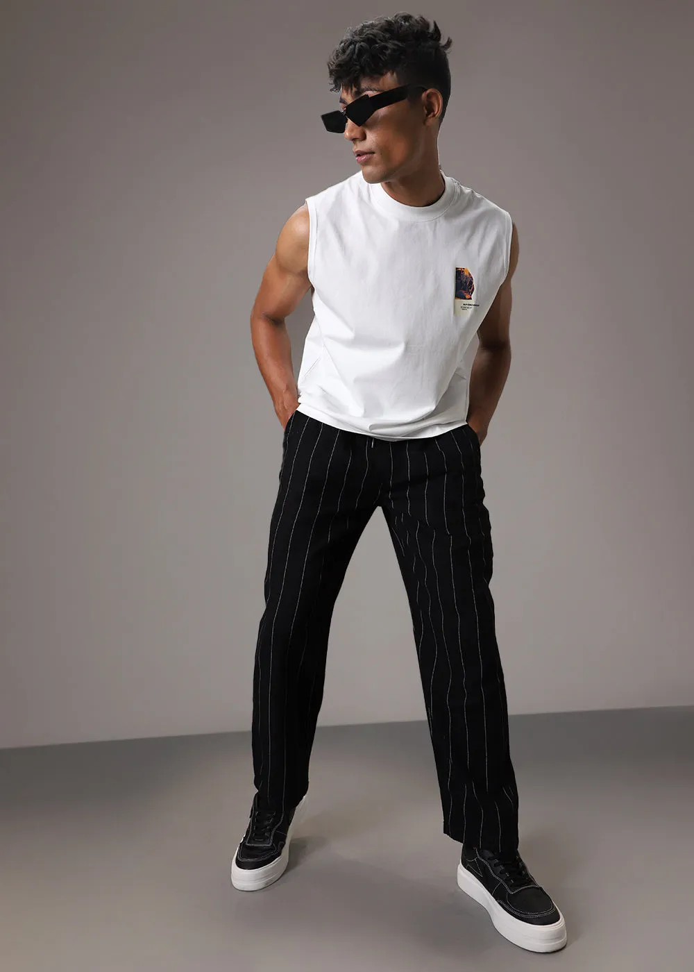 Black Cotton Linen Pant