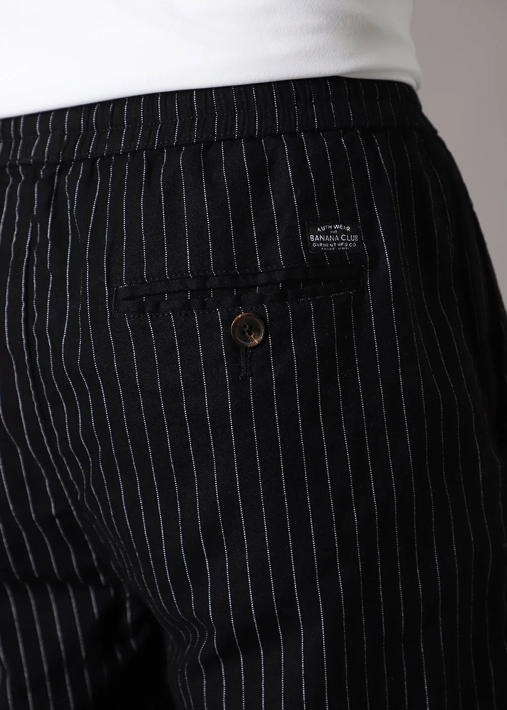 Black Pin Cotton Linen Pant