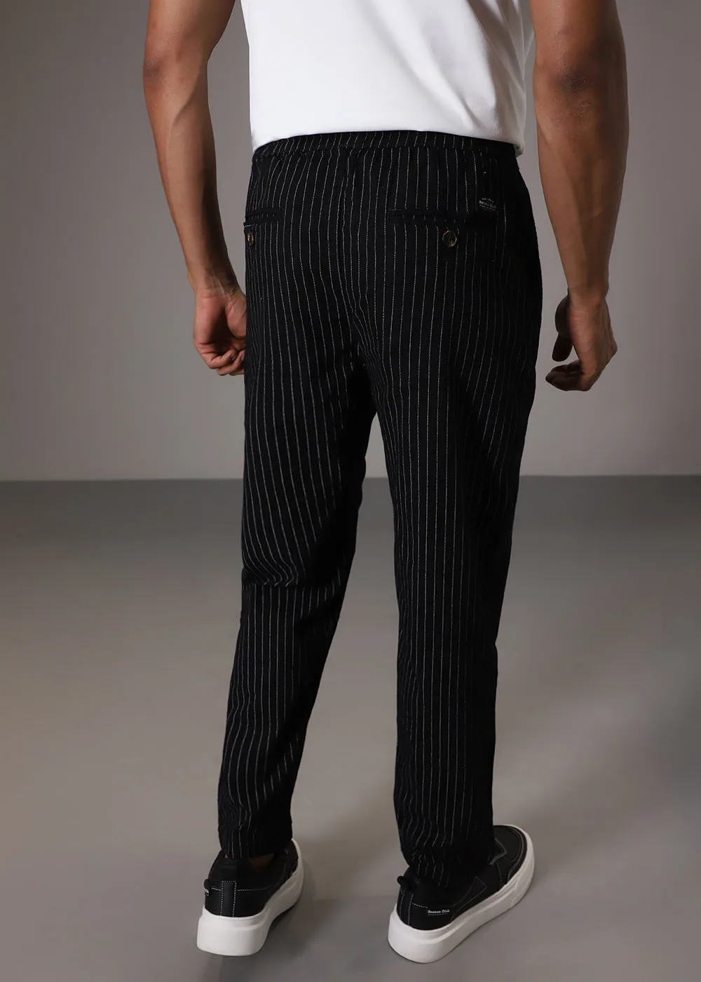 Black Pin Cotton Linen Pant