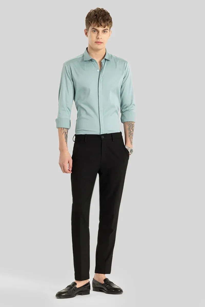 Blue Concealed Placket Shirt