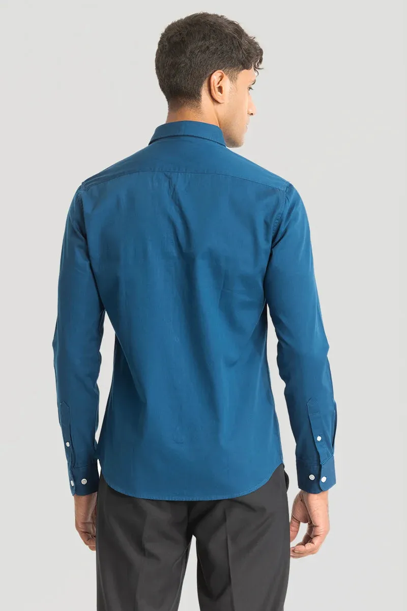 Blue Solid Oxford Shirt