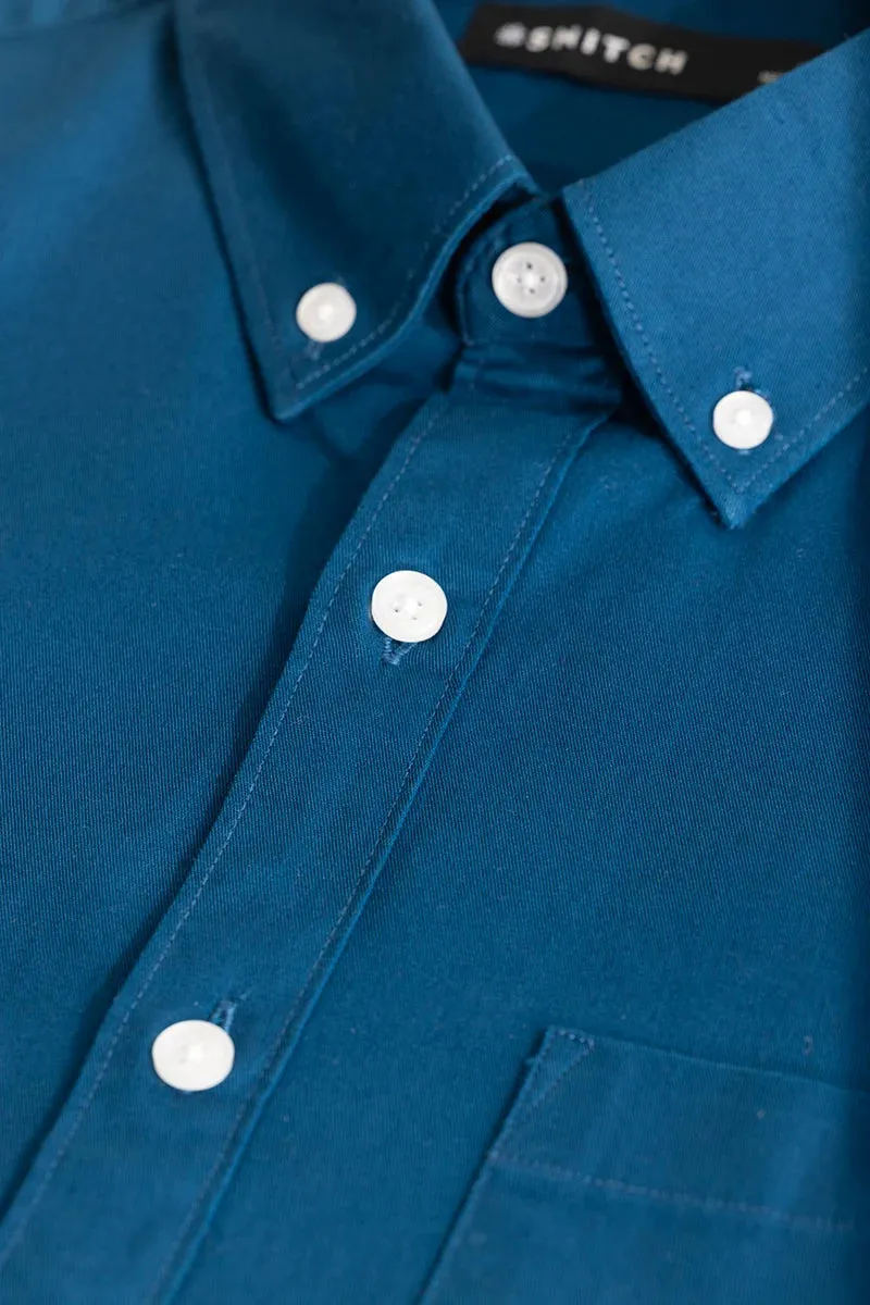 Blue Solid Oxford Shirt